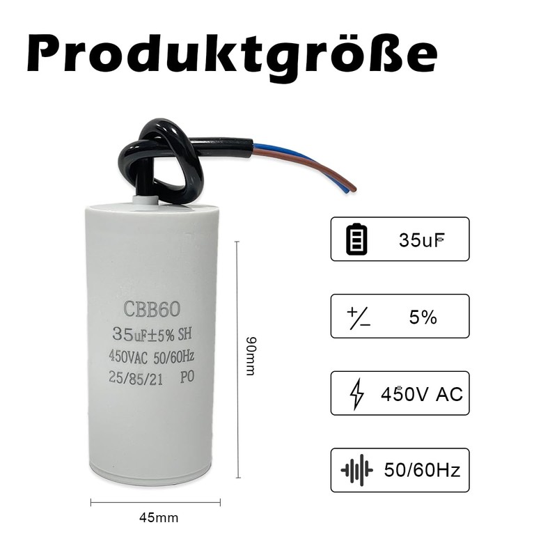ANGEEK CBB60 450v 35uf 50/60HZ Starter Capacitor, Motor Capacitor, Suppression
