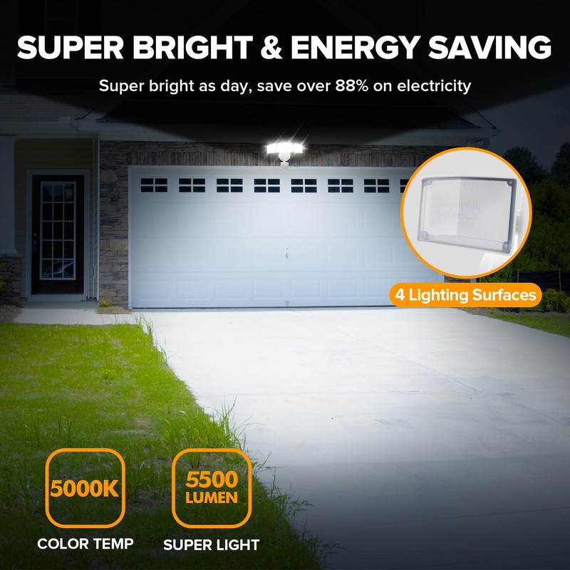 UME 2 Pack 5500LM LED Security Lights Motion Sensor Light