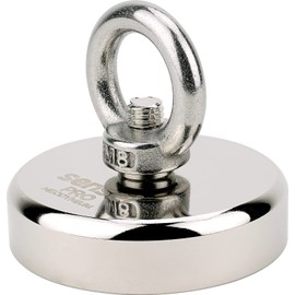 SENSEI Magnet 150 kg, N52 Neodymium Magnet with Top Eyelet, Diameter 6 cm x Height 1.5 cm, Very Strong Neodymium Eyelet Magnet for Home, Workshop, for Magnetic Fishing in Water