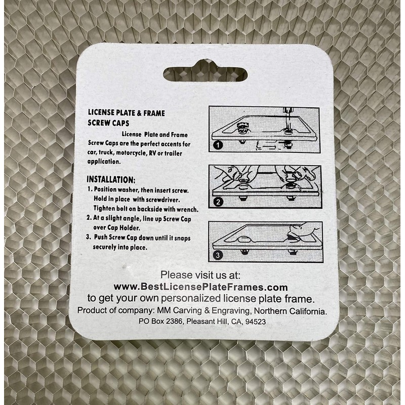 Set of Plastic License Plate Caps and Stainless Steel Screws