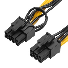 GINTOOYUN 2-Pack PCIE 6 Pin Male to 8 Pin (6+2) Male GPU Power Cable for CoolerMaster and Thermaltake Power Adapter Cable Supply with PCIe 6 Pin Port PCI Express Pin Adapter Power Cable, 20 inch