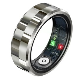 Lemolf Smart Rings, Fitness Tracker Ring, Heart Rate, Blood Oxygen, Stress, Step Tracker, Sleep Monitoring, Air Gestures, No Subscription Fee, IP68 Waterproof for iPhone&Android (Silver-Gray, #11)