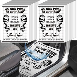 Maitys 300 Pcs Kraft Paper Car Floor Mats Disposable White Vehicles Floor Pads Waterproof Automotive Foot Pads 20 x 15 Inch Thank You Mats for Car Detailing, Dealership