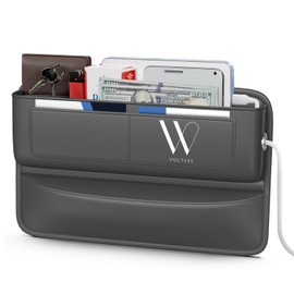 Voltvee Car Seat Gap Filler Organizer – Leather Car Organizers and Storage, Perfect Fit & Stays in Place, Car Between Seat Organizer for small items, Universal Fit (1 pack)