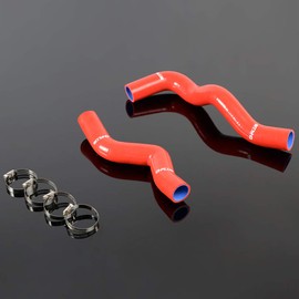 PIT66 Silicone Radiator Hose Kit,Compatible with 2000-2006 Nissan Sentra SPEC-V SER SE-R Red with Clamps