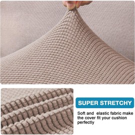 Flamingo P High Stretch Seat Cushion Cover Sofa Cushion Furniture Protector for Sofa Seat Sofa Slipcover Sofa Cover Soft Flexibility with Elastic Bottom, 2 Seat Cushion Cover (XL), Sand