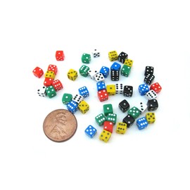 SmartDealsPro 100 Assorted 5MM D6 Mini Dice Game Dot Square Dice Set