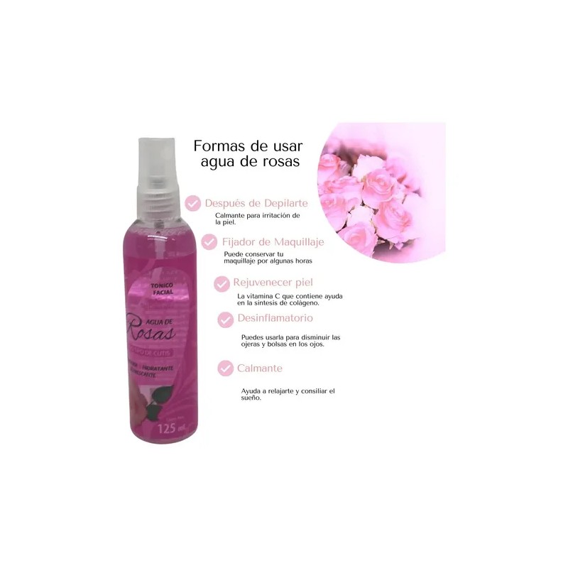 Agua De Rosas Tónico Hidratante Facial