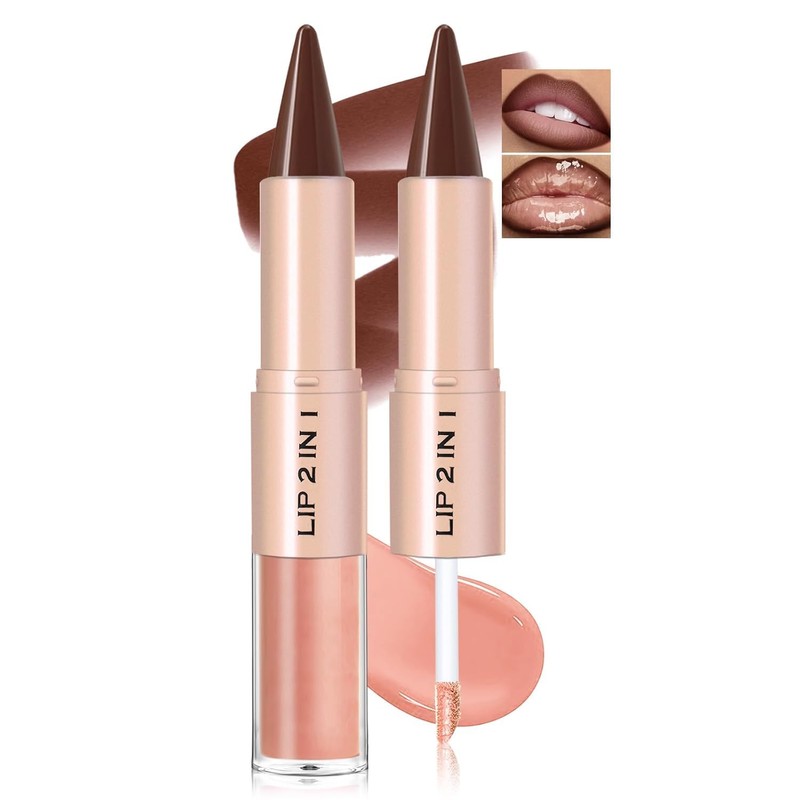 Lápiz de Labios y Pintalabios Líquido 2 en 1 con