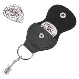 UNICRAFTALE 1pc Rose Guitar Picks Inspirational Gifts Stainless Steel Guitar Pick Keychain with PU Leather Case Plectrum Guitars Set Guitars Pick Gift Valentines Gift for Player Musician Lover