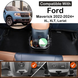 Car Rear Cup Holder Expander Organizer Tray Compatible with Ford Maverick 2022-2024 Car Seat Rear Dual Cup Holder Insert Expander Car Drink Water Bottle Holder Removable FITS Slot with Mat Accessories
