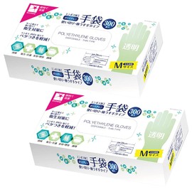 Santan Polyethylene Gloves, Disposable Gloves, Total of 600 Sheets (300 Sheets x 2 Pieces), Embossed, Medium Size