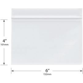 Plymor 6" x 4" (Pack of 500), 4 Mil Heavy Duty Zipper Reclosable Plastic Bags