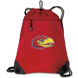 University of Kansas Drawstring Backpack Bag KU Jayhawks Cinch Pack - UNIQUE MESH & MICROFIBER