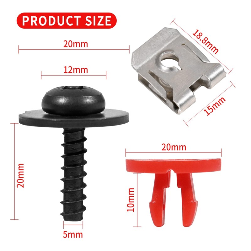 WHALETAIL 10 Sets T30 Engine Splash Shield Screw Kit, Splash