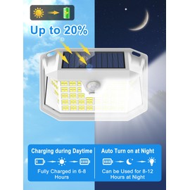 LANSOW Solar Motion Lights Outdoor 6 Pack, 188 LED/3 Modes, Motion Sensor Outdoor Lights, IP65 Waterproof 270° Lighting, Solar Powered Security Flood for Outside Yard Garden Wall(White)