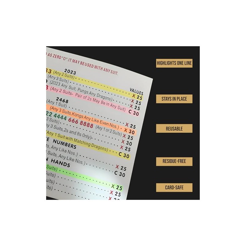Mahjong Line Reader 320 PCS – Sticky Highlighter Strips to
