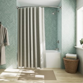 Zenna Home Rustproof Curved Shower Curtain Rod, No Drill Tension or Permanent Mount Adjustable Curved Shower Rod for Bathroom, Easy Install, Rounded for Extra Room, 50 to 72 Inches, Brushed Nickel