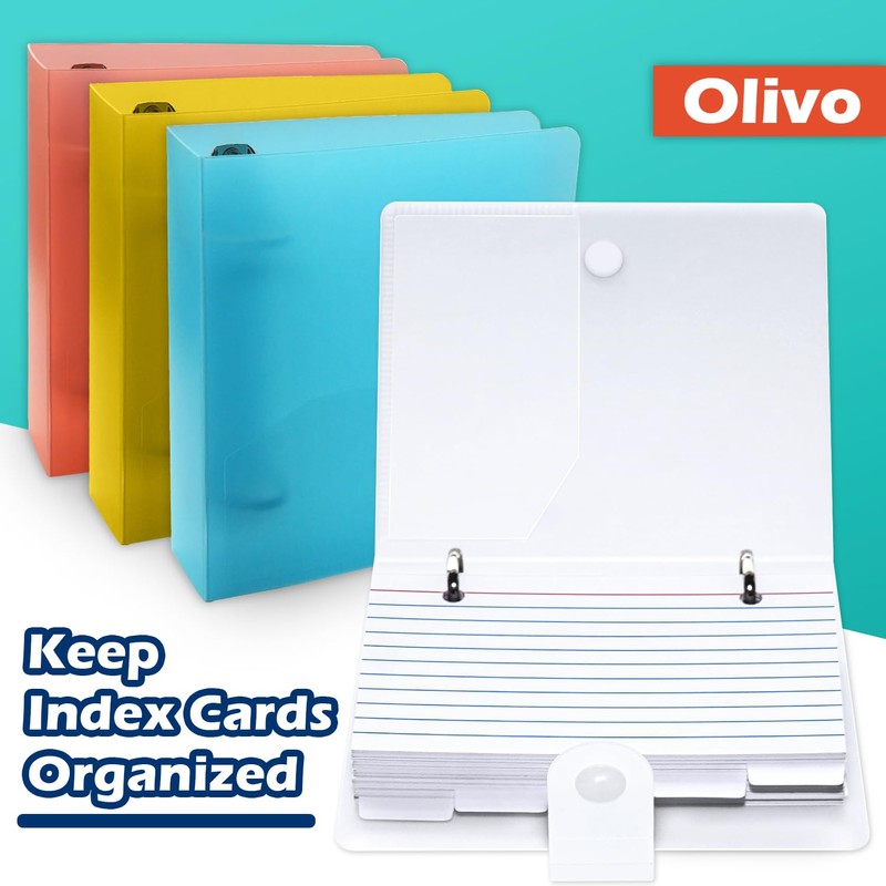 3x5 Lined Index Cards with Ring Binder Holder and Dividers,