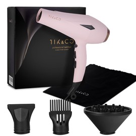 Hair Dryer Blow Dryer with Diffuser Brush Comb Attachments Powerful AC Motor for 3c Thick Hair Curly Women Professional Salon Best Hair Dryer(Pink)