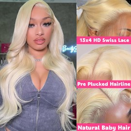 AIRDOT 613 Lace Front Wig Human Hair 180 Density Blonde Wig Human Hair 13x4 HD Lace Frontal Wigs Human Hair 24 Inch Body Wave Lace Front Wigs Human Hair Pre Plucked with Baby Hair Blonde Wig