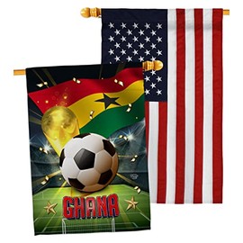 World Cup Ghana House Flags Pack Sports Soccer Game Goal Ball Football Entertainment Activity Physical USA Embroidery Small Decorative Gift Yard Banner Double-Sided Made In 28 X 40