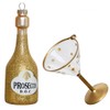 Blown Glass Prosecco Wine Bottle Ornament and Wine Glass Ornament