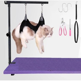 tiuire Dog Grooming Arm with Pet Grooming Hammock, Dog Grooming Kit, Pet Grooming Loop, Nail Clippers, Nail File, Suitable for Small Dogs Cats