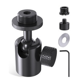 Etour Ball-and-Socket Head Microphone Adapter, 360° Swivel & 90° Tilt Mini Ball Head with 5/8"-27 Thread & 3/8" Adapters, All Metal Structure, Ideal for Microphone Angle Adjustment & Studio Setup