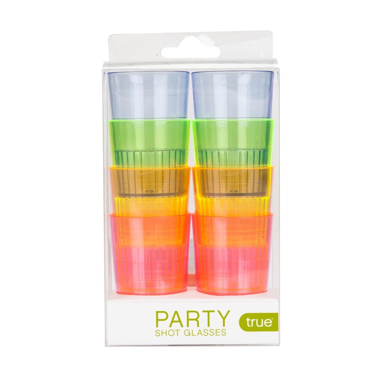 True Multicolor Plastic Party Shot Glasses, 1.5 Ounce Disposable Shot