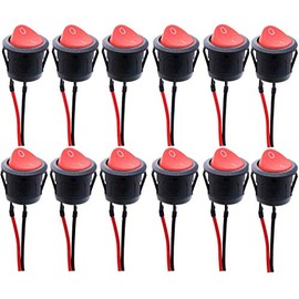 RUNCCI-YUN Rocker Switch, SPST Switch, 10A/125V, 6A/250V Rocker Switch (with Wire) Round Switch Rocker Switch Button for Car RV Truck Jeep Off Road Boat Marine (12pcs)