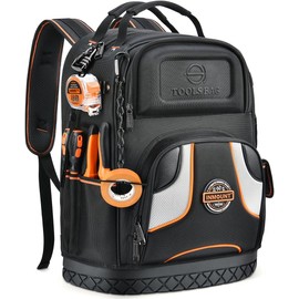 Backpack Tool Bag - Heavy Duty Tool Backpack for Men, HVAC Tool Backpack with Solid Molded Base Tools Organizer Bags for Eelectrician/Construction Large Tool Carrier with Combination Lock