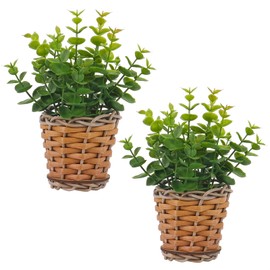 Season 2 Season 2 Pack Small Fake Plants Eucalyptus Potted Artificial Plant for Table,Bathroom,Farmhouse, Home Décor