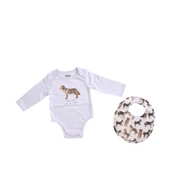 MUD PIE Baby Dog Breed Bodysuit and Bib Set, Aussie, 0-6 Months