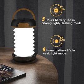 GlobaLink LED Camping Lamp, Foldable Solar Camping Lantern, Energy Bank with 2 Charging Methods (Solar/USB) and 3 Light Modes for Camping, Fishing, Emergency, Includes Survival Bracelet with Whistle