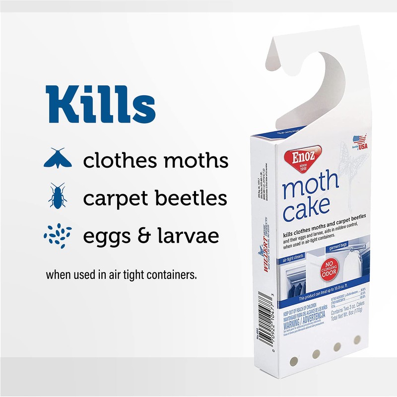 Enoz Moth Cake Kills Clothes Moths, Carpet Beetles, and Eggs