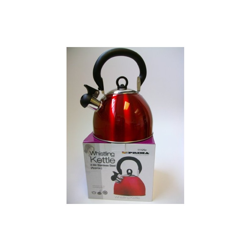 2.5 Litre Whistling kettle - Red - Folding handle