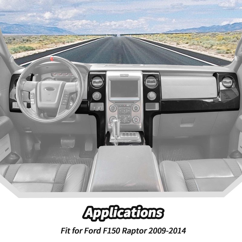 JeCar 6pcs Carbon Fiber Dash Cover Trim Kit for 2009-2014