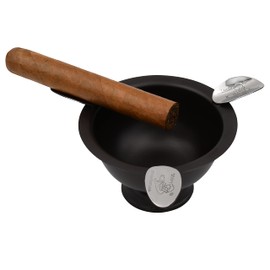 Stinky Cigar Ashtray 5"inch Round Mini Herf 3 Stirrup Rests Perfect for Personal and Puffing with Friends (Brown)