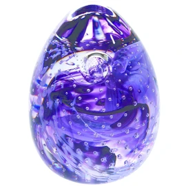 Caithness Glass Blessings Purple Paperweight | Purple | 65mm x 50mm | Handcrafted in Scotland | an Eye-catching Swirl of Emerald Green Glass is Captured Inside | Ornamental | Gift Boxed
