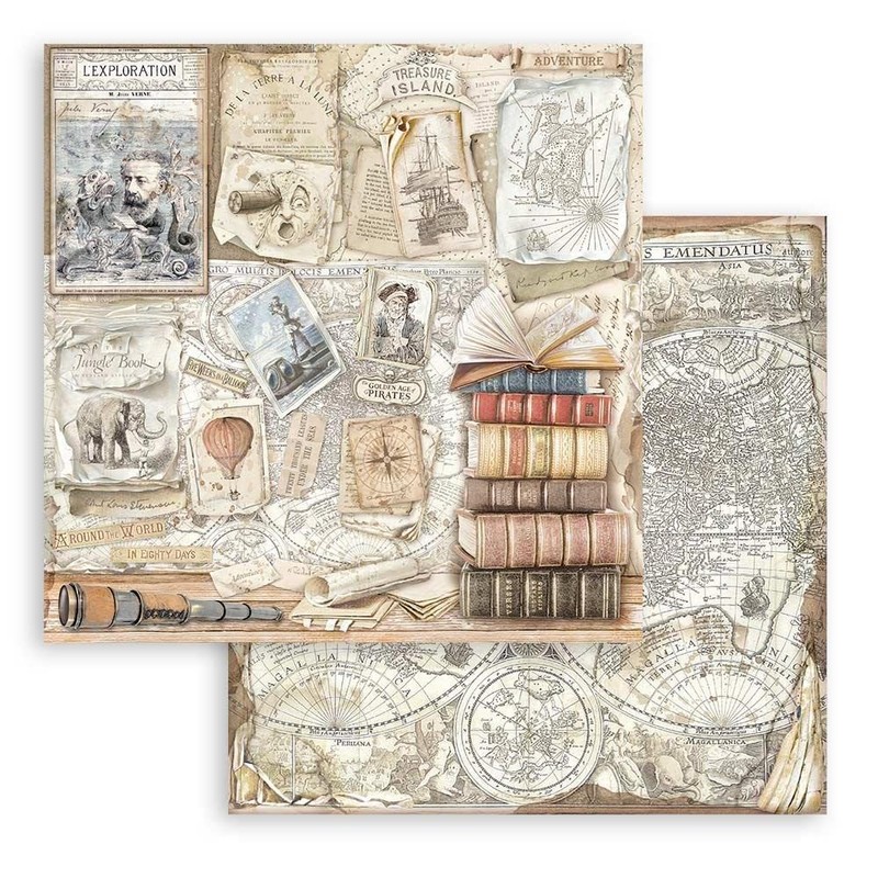 Stamperia 8" x 8" Paper Pad Vintage Library