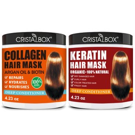 Paquete de 2 mascarillas de colágeno y queratina para el cabello, tratamiento de queratina, tratamiento de queratina, tratamiento de