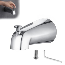 HAMOLER Slip Fit Tub Spout with Pull-Up Diverter for Copper Tube Bathtub Spout with Diverter Slip On Tub Spout Bath Tub Tube Sprayer, Chrome