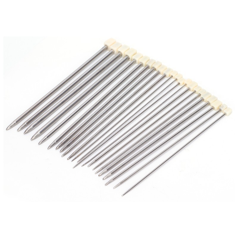 22Pcs Knitting Needles Stainless Steel Straight Single Pointed HandMade Wool