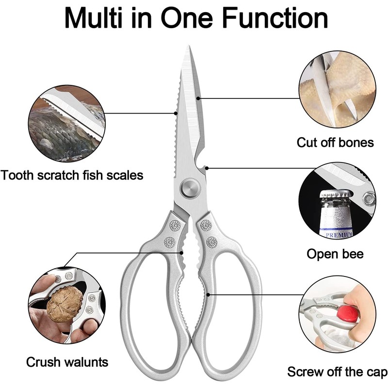 CGBE Kitchen Scissors, Stainless Steel Household Scissors, Heavy Duty, Dishwasher