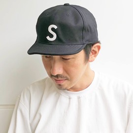 Basicuench Spring Logo Short Cap, Umpire Cap, Short Brim, Small Brim, S Logo, Absorbent, Quick Drying, Women's, Men's, One Size Fits Most, Big Size, Black, 57 to 59 cm
