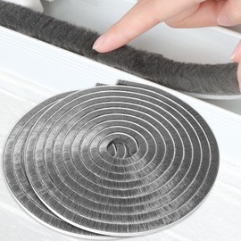 2Pack MILEQEE Door Brush Seal, 66Feet Total, Felt Pile Weather Stripping for Doors, Weather Strip for Windows Cabinet, Self Adhesive Draft Blocker, Dust Stopper Sliding Door Seal Winter, Grey 20m