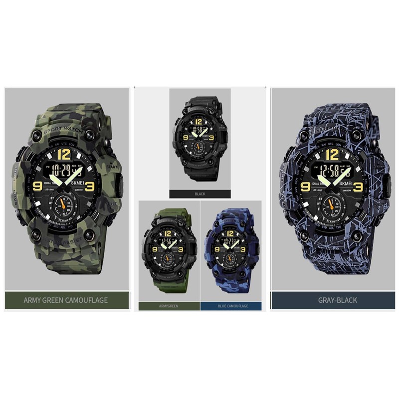 IJAHWRS Men's Camouflage Watch, Large Face Multifunctional Waterproof Shockproof Sports