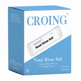 CROING 𝙎𝙞𝙣𝙪𝙨 𝙍𝙞𝙣𝙨𝙚 𝙎𝙖𝙘𝙝𝙚𝙩𝙨 -160 Packets Neti Pot Salt, Nasal Rinse Salt, Sinus Rinse Salt, Nose Wash Sachets, Nasal Irrigate Salt, Nasal Flush Saline, Sinus Relief