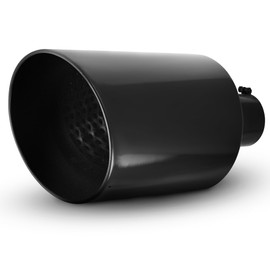 YITAMOTOR 4" 5 Inch Exhaust Tips, Stainless Steel Professional Exhaust Tip, Universal Polished Stainless Diesel Tailpipe Tip, Rolled Angle Cut, Bolt On Design, Black Silver